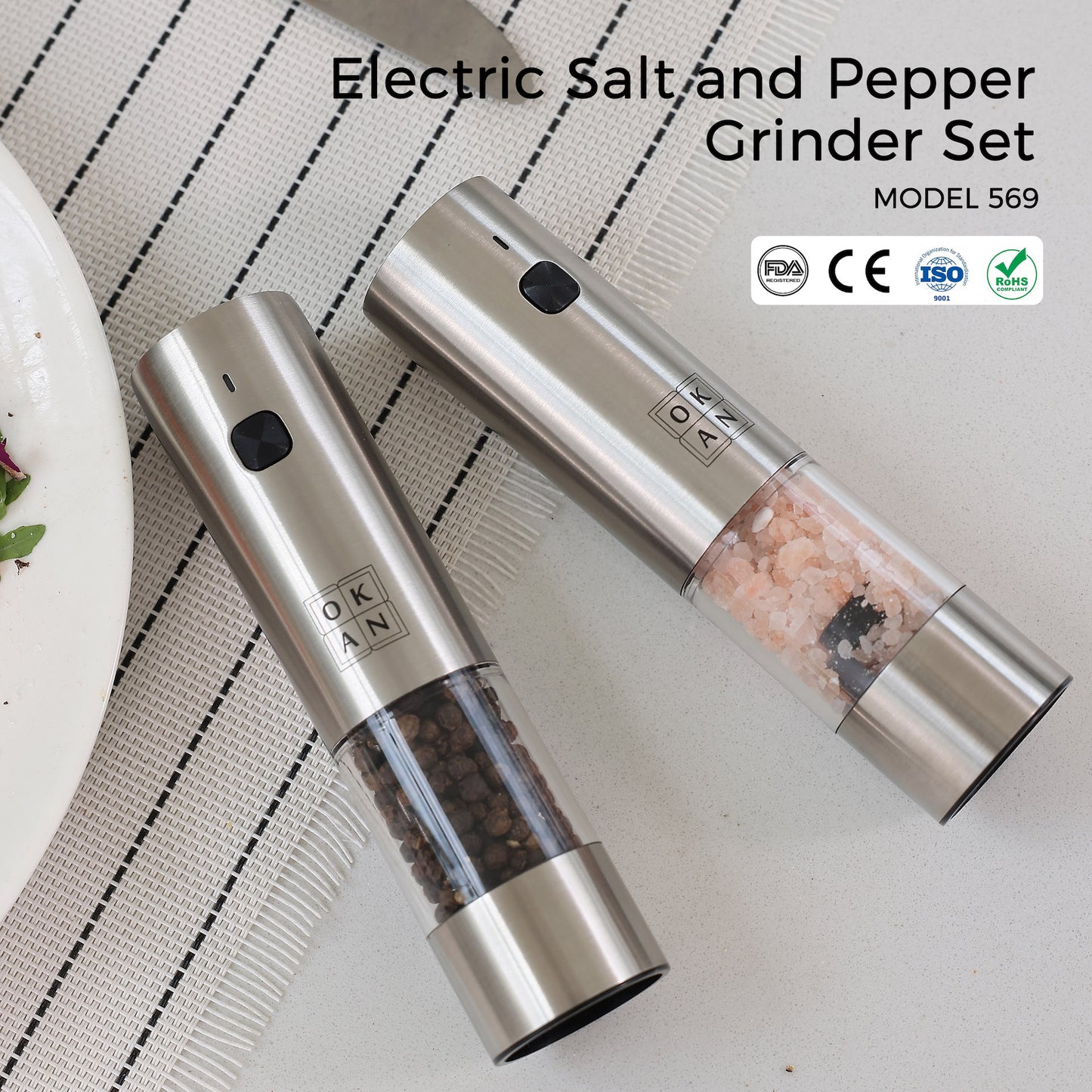 Electric Salt and Pepper Grinder Set -569