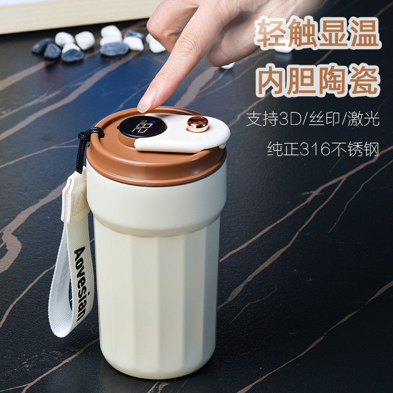 316 stainless steel ceramic inner insulation coffee high appearance water portable intelligent cup gift Jugs & Pitchers