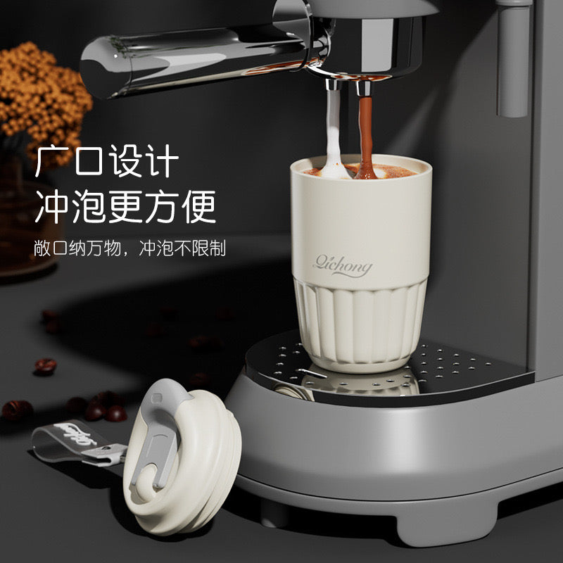 410ml Ceramic Liner Thermos Coffee Cup Double Wall Stainless Steel Vacuum Insulated Thermos For Coffee Thermal Mug Tumbler Gift