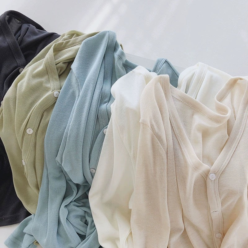 Women's Long Sleeve V-Neck Button Down Knit Sweater Soft Cardigan